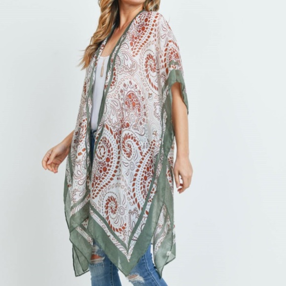 Tops - NEW Boho Olive Paisley Kimono